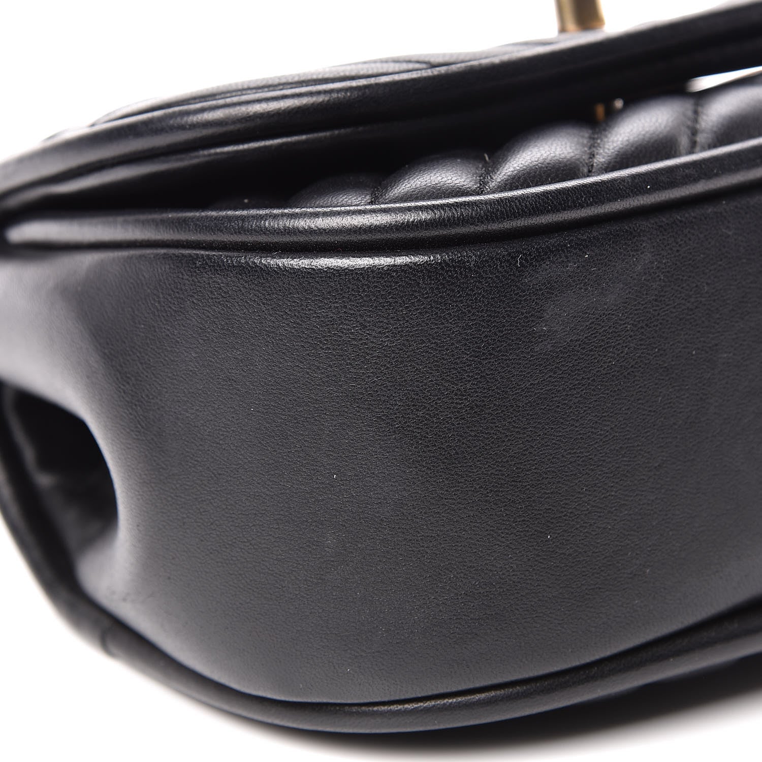 Chanel Lambskin Reverse Chevron Quilted Mini Round Top Handle Flap Black 9 of 12