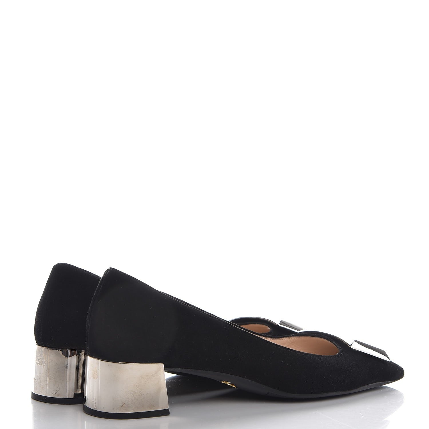 Prada Suede Block Heel Pump 37.5 Black 4 of 11