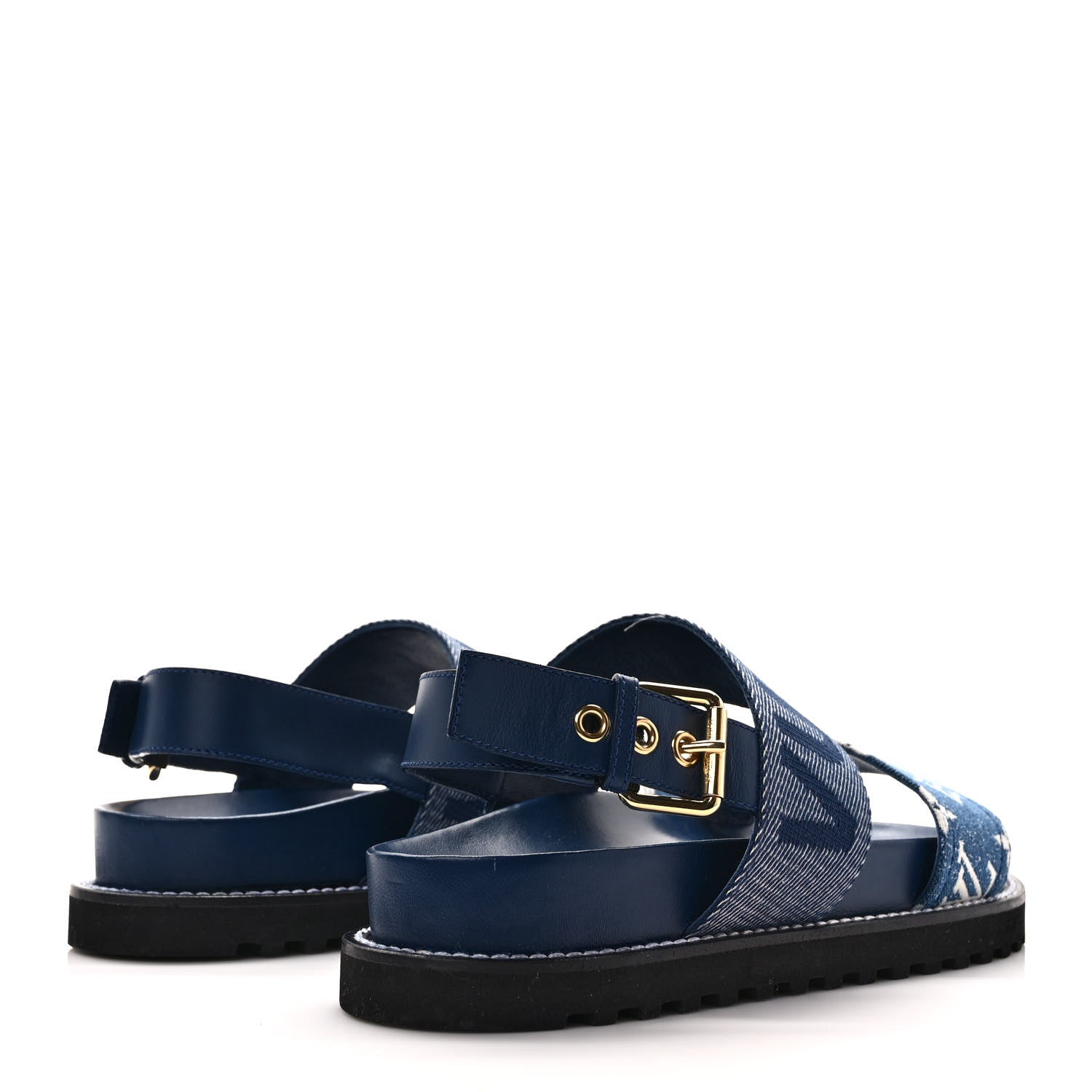 Louis Vuitton Monogram Denim Paseo Flat Comfort Sandals 37 Navy Blue 4 of 8