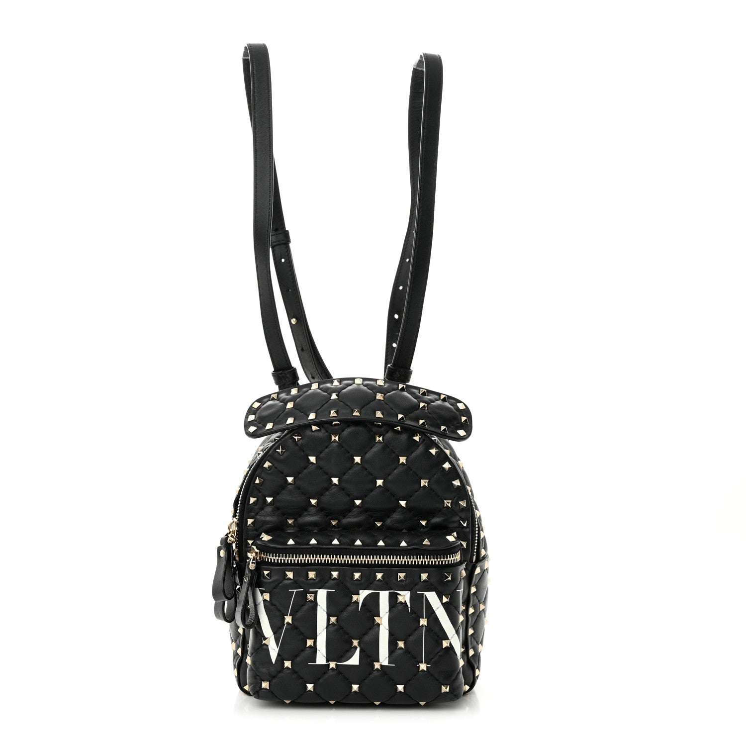 Valentino Garavani Lambskin VLTN Print Quilted Mini Rockstud Spike Backpack Black 1 of 14