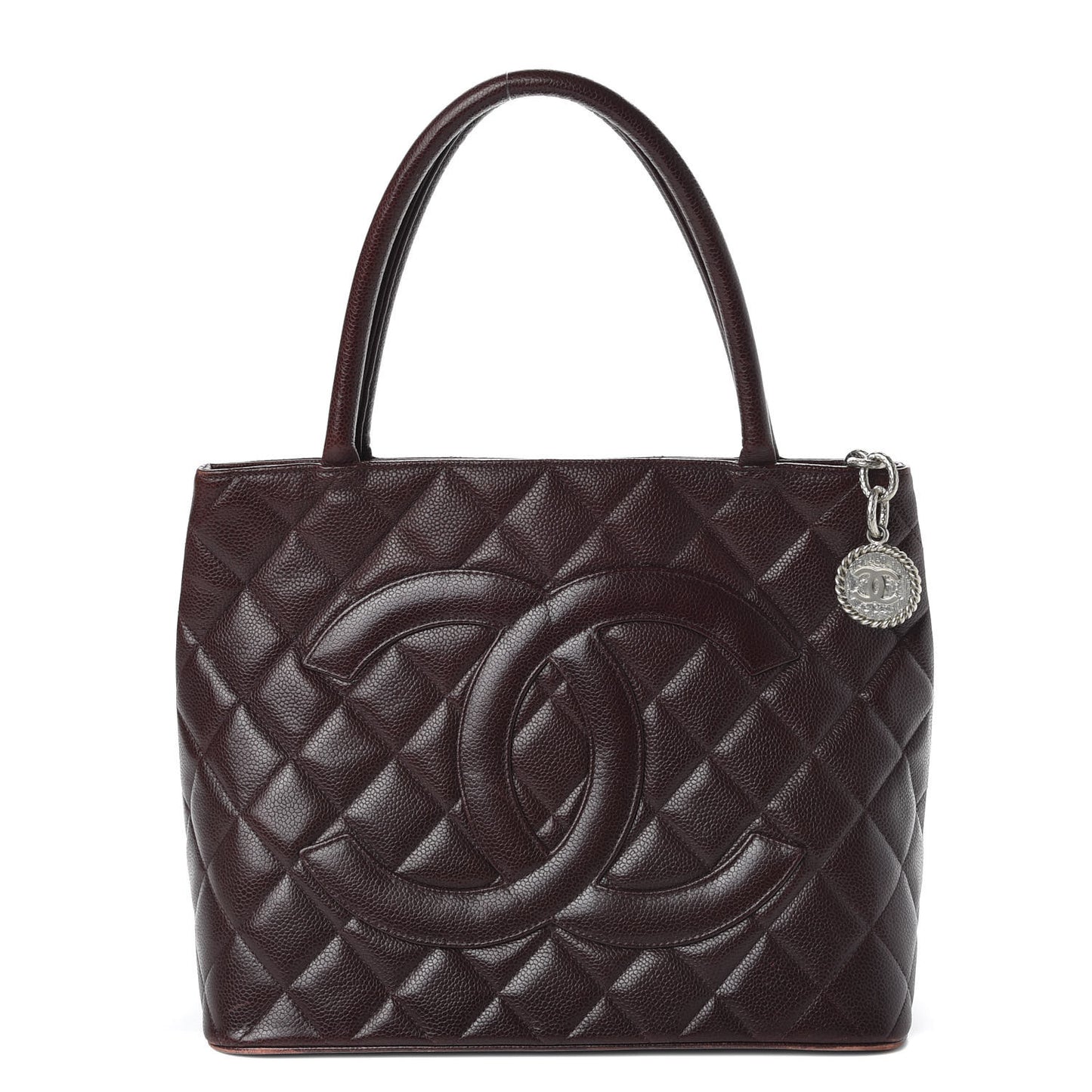Caviar Quilted Medallion Tote Bordeaux