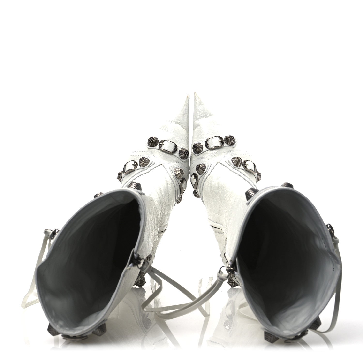 Balenciaga Agneau Arena Cagole 90mm Boots 40 Optic White Silver 2 of 14