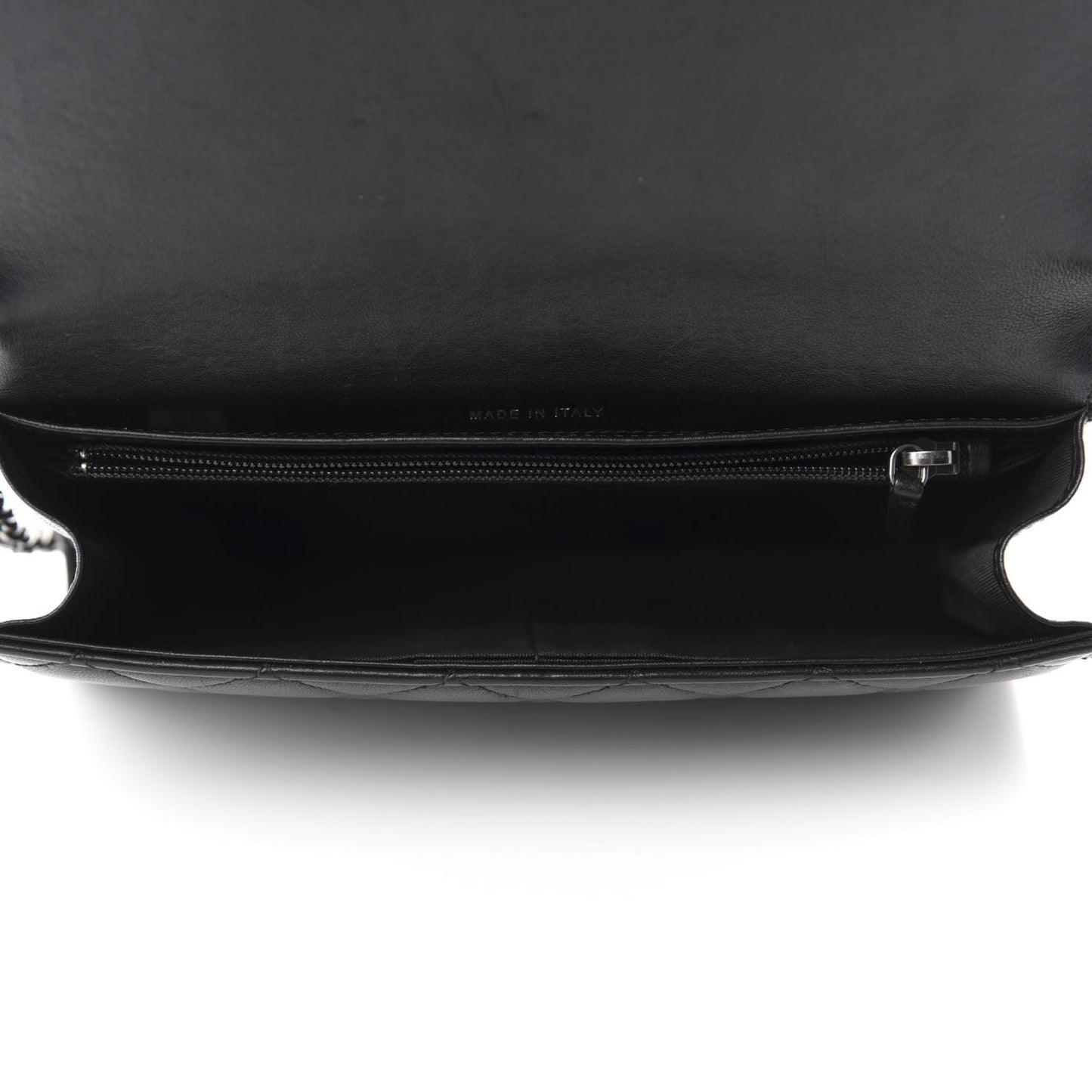 Lambskin Quilted Boy Wallet On Removable Chain WOC Black
