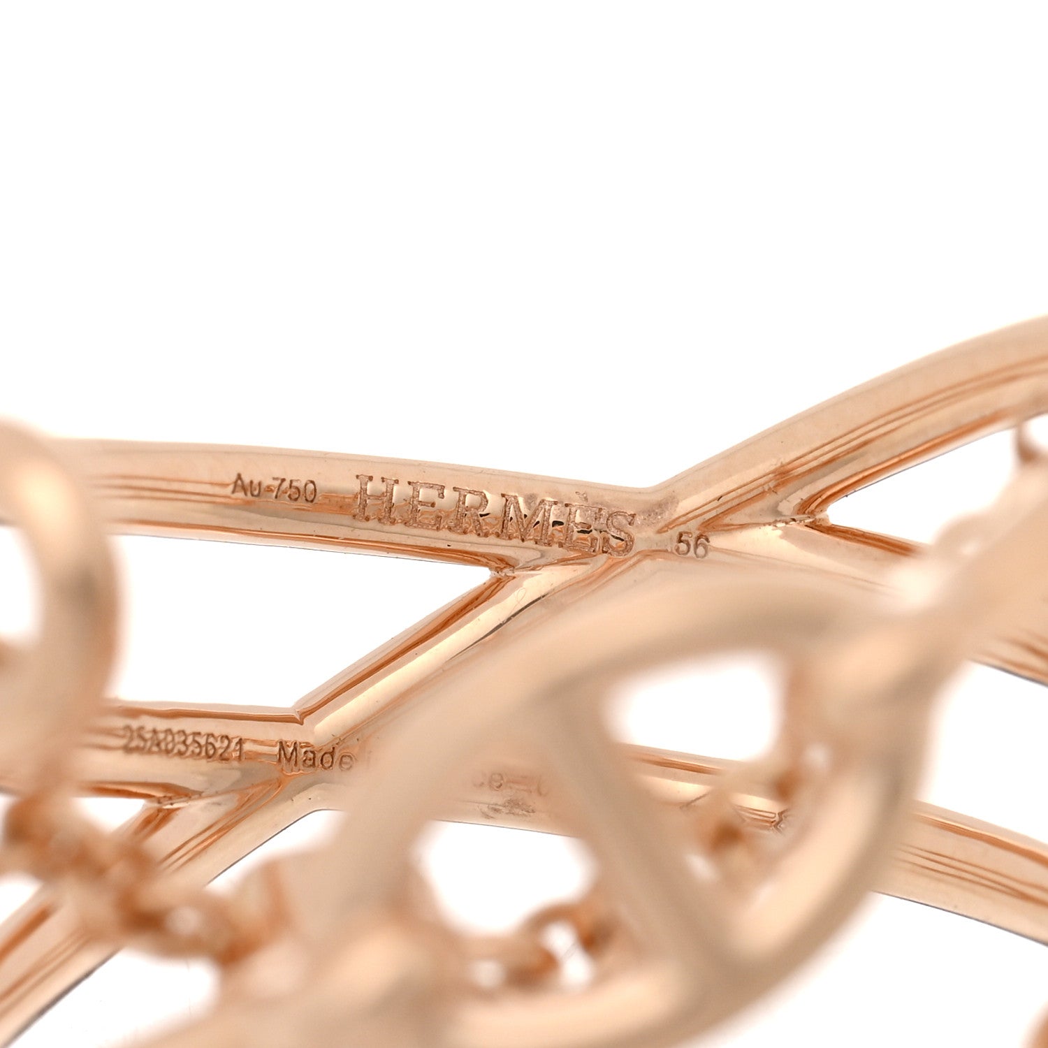 Hermes 18K Rose Gold Diamond MM Chaine d'Ancre Chaos Ring 56 7.5 4 of 5