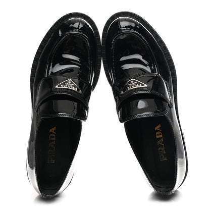 Prada Vernice Triangle 50mm Loafers 38.5 Black 2 of 9