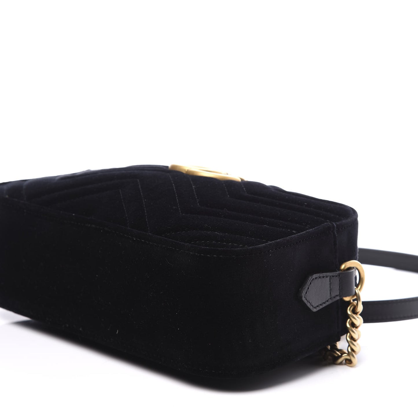 Velvet Matelasse Small GG Marmont Chain Shoulder Bag Black