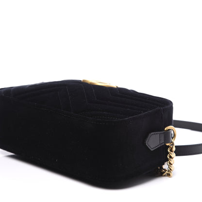Gucci Velvet Matelasse Small GG Marmont Chain Shoulder Bag Black 6 of 10