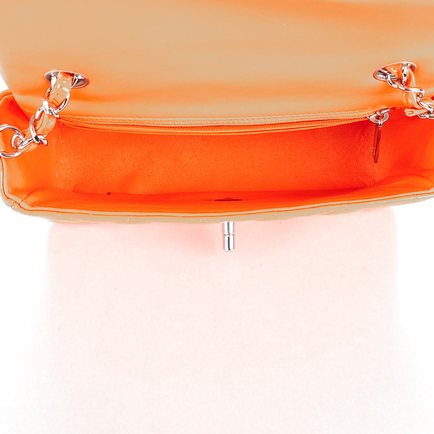 Patent Quilted Mini Rectangular Flap Orange