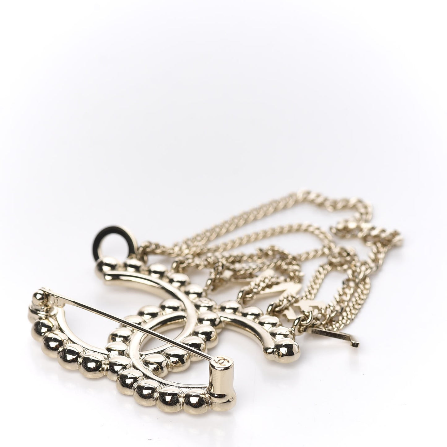 Metal Crystal Bow-tiful CC Chain Brooch Gold