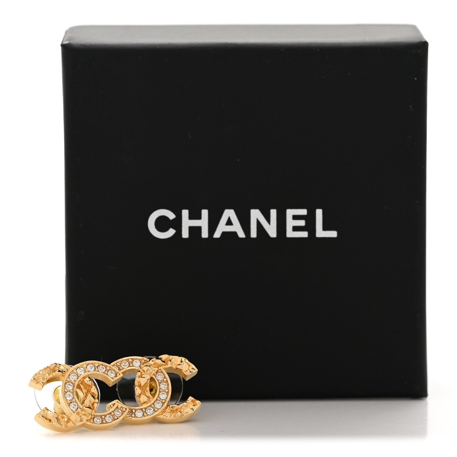 Chanel Crystal CC Earrings Gold 5 of 5