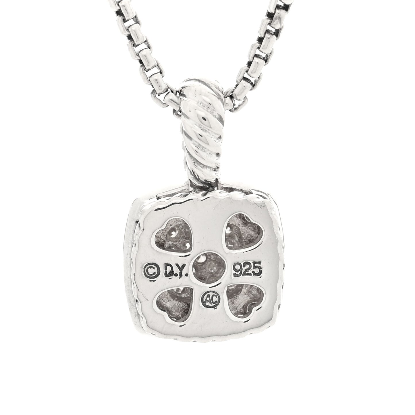 Sterling Silver Diamond Pave 7mm Petite Albion Pendant Necklace