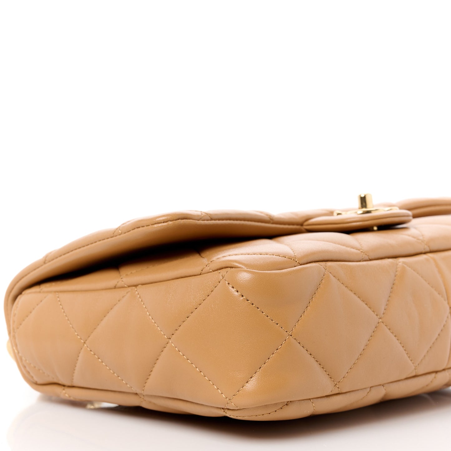 Lambskin Quilted Large CC Funky Town Flap Beige