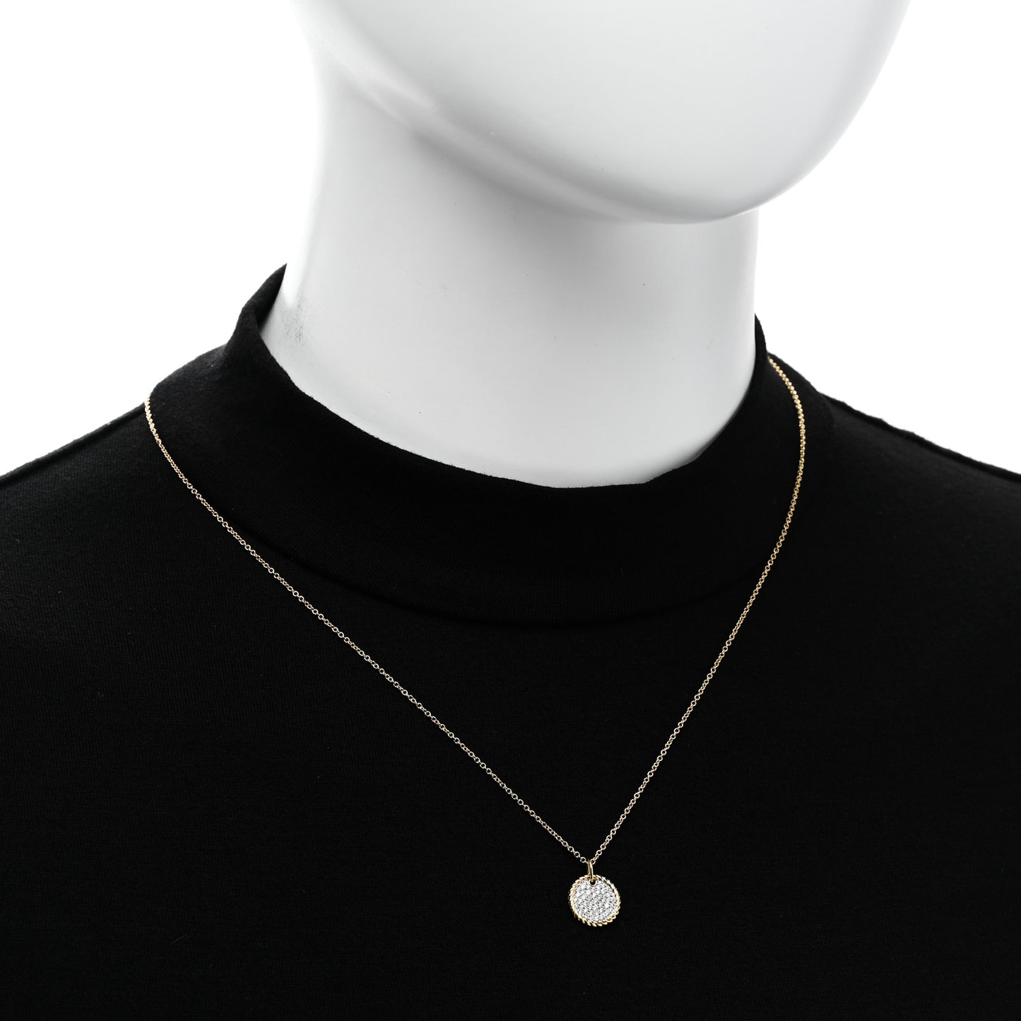 18K Yellow Gold Diamond Cable Collectibles Pave Charm Pendant Necklace