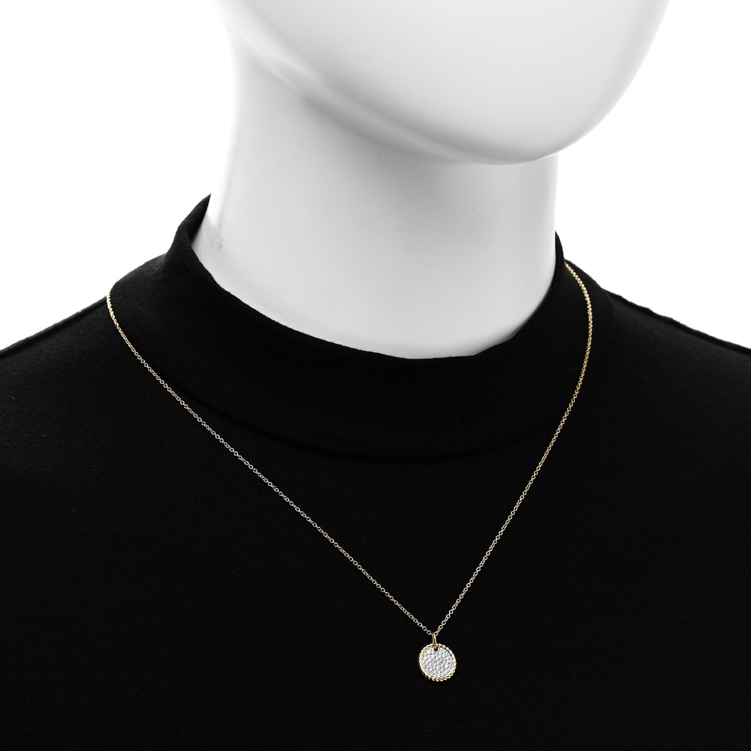 David Yurman 18K Yellow Gold Diamond Cable Collectibles Pave Charm Pendant Necklace 2 of 5