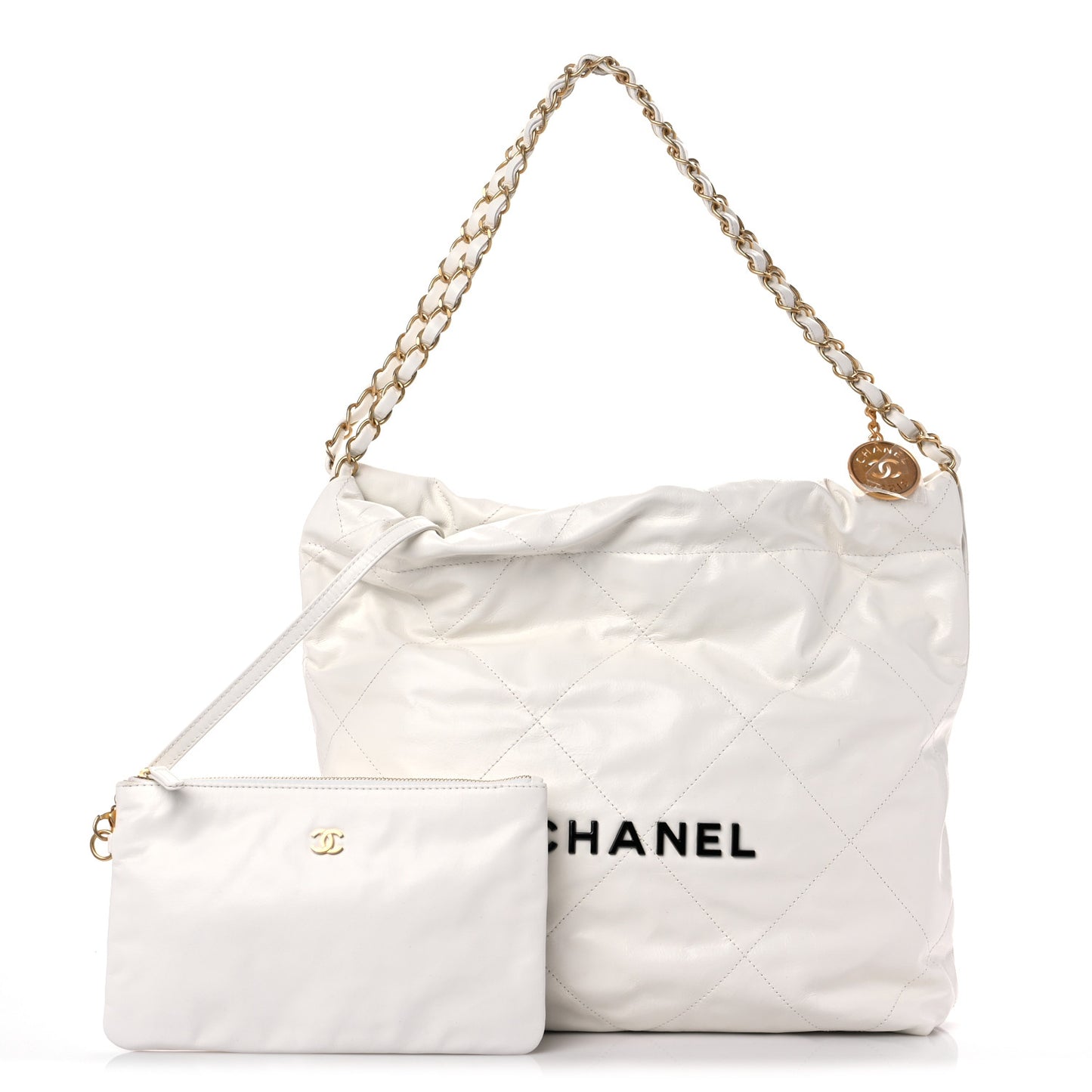 Calfskin Quilted Small Chanel 22 White
