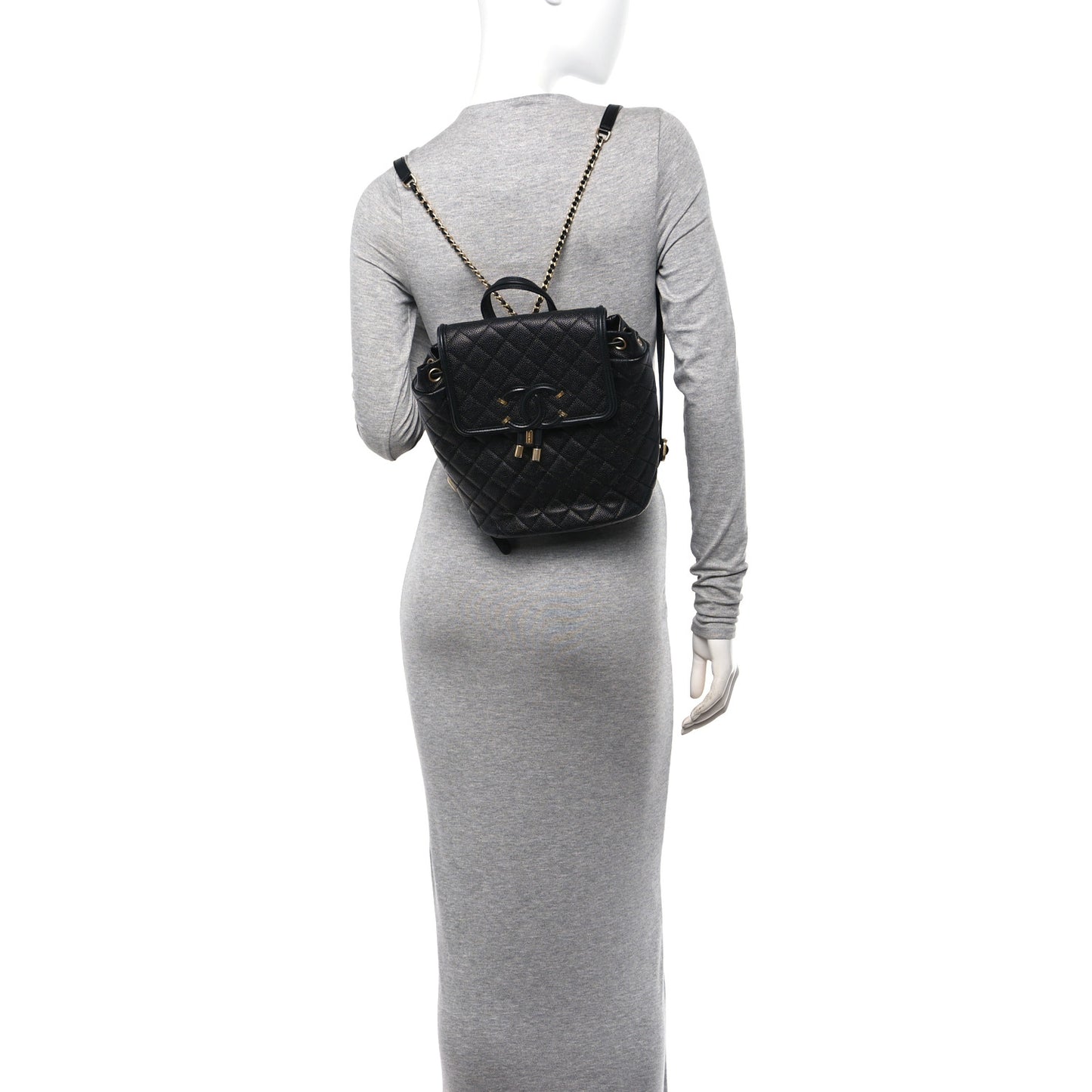 Caviar Quilted Small Filigree Backpack Black