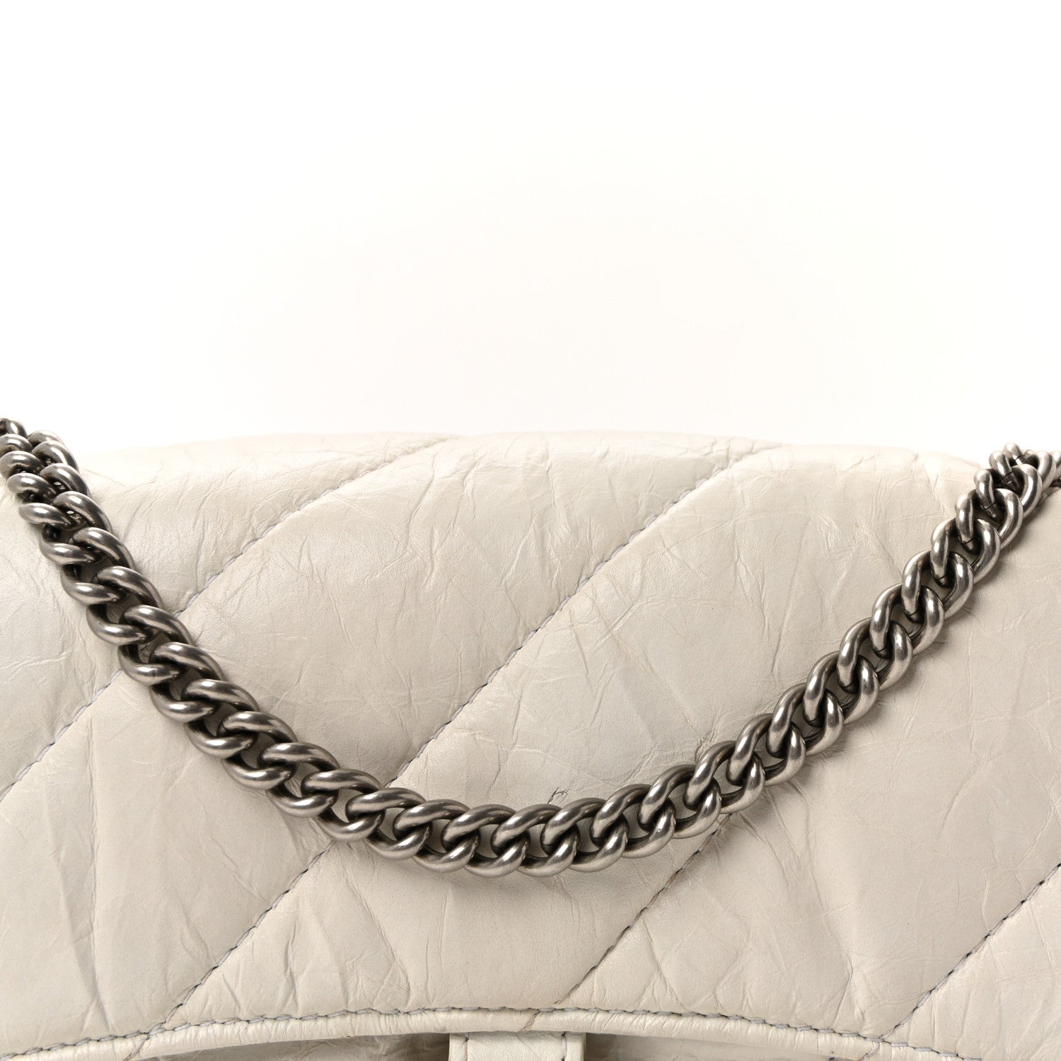 Balenciaga Crushed Calfskin Quilted XS Crush Chain Bag  Optic White 7 of 9