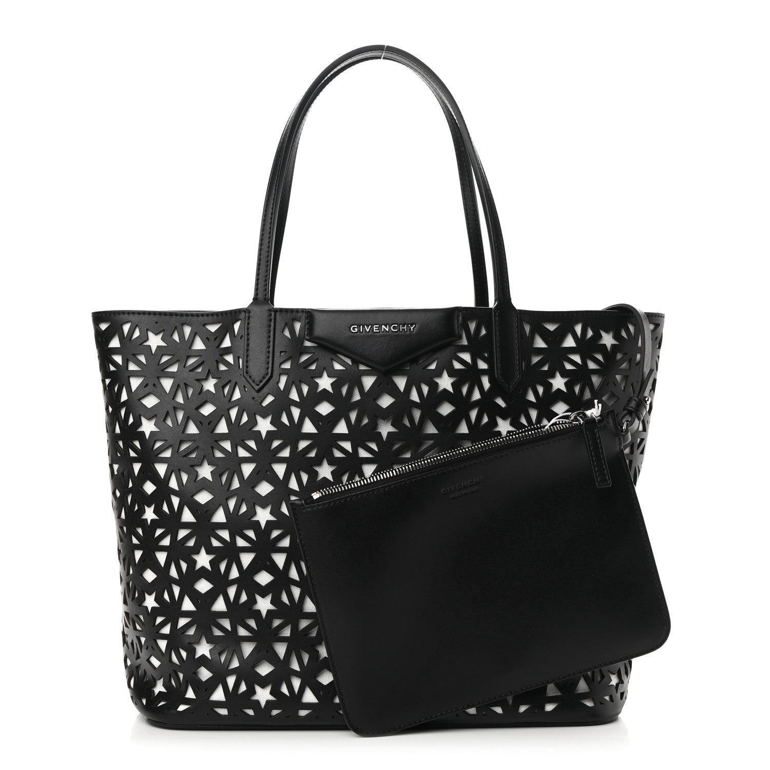 Givenchy Calfskin Lazer Cut Medium Antigona Tote Black White 1 of 10