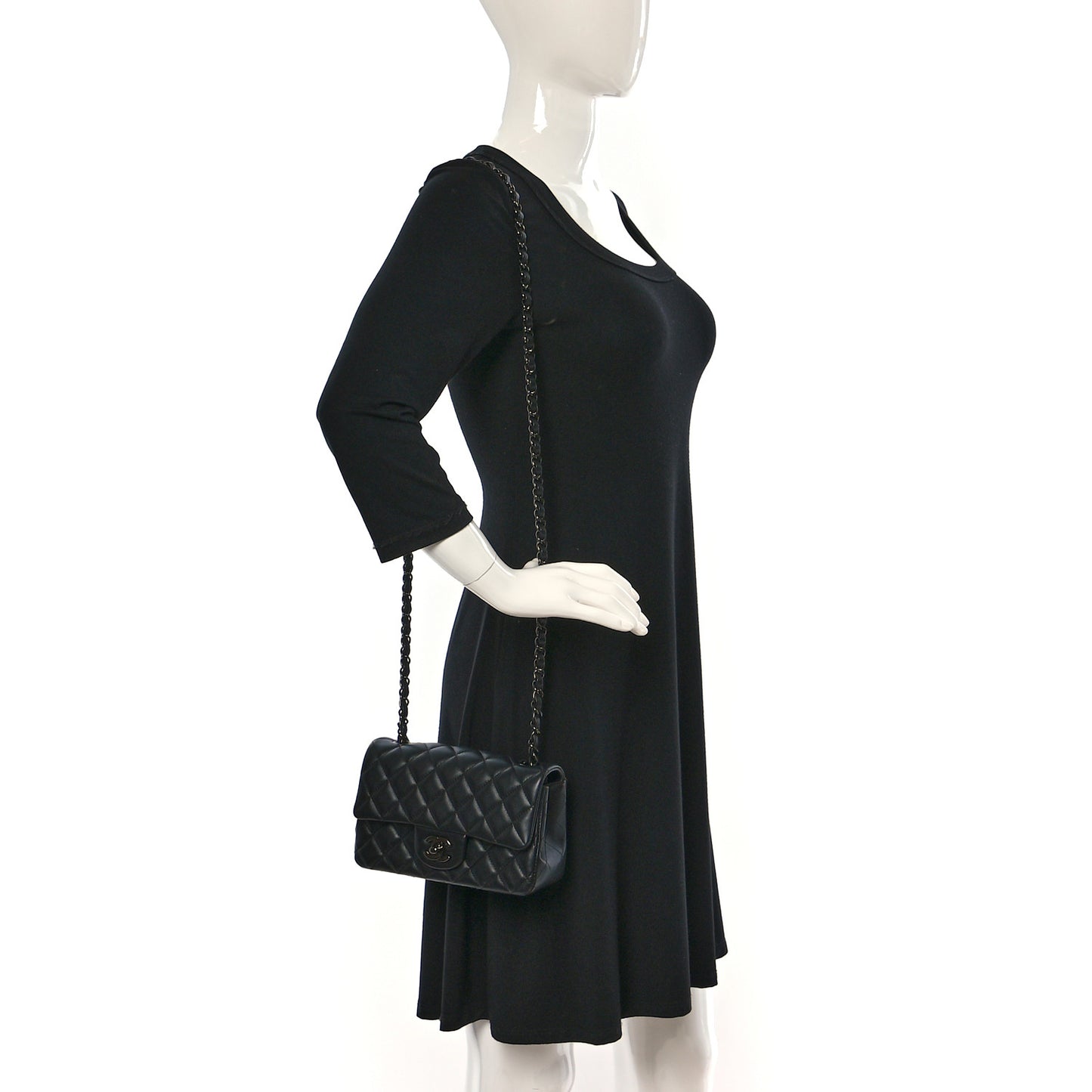 Lambskin Quilted Mini Rectangular Flap So Black