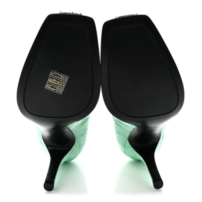 Chanel Crocodile Embossed Patent Calfskin Pumps 37.5 Green Black 6 of 10
