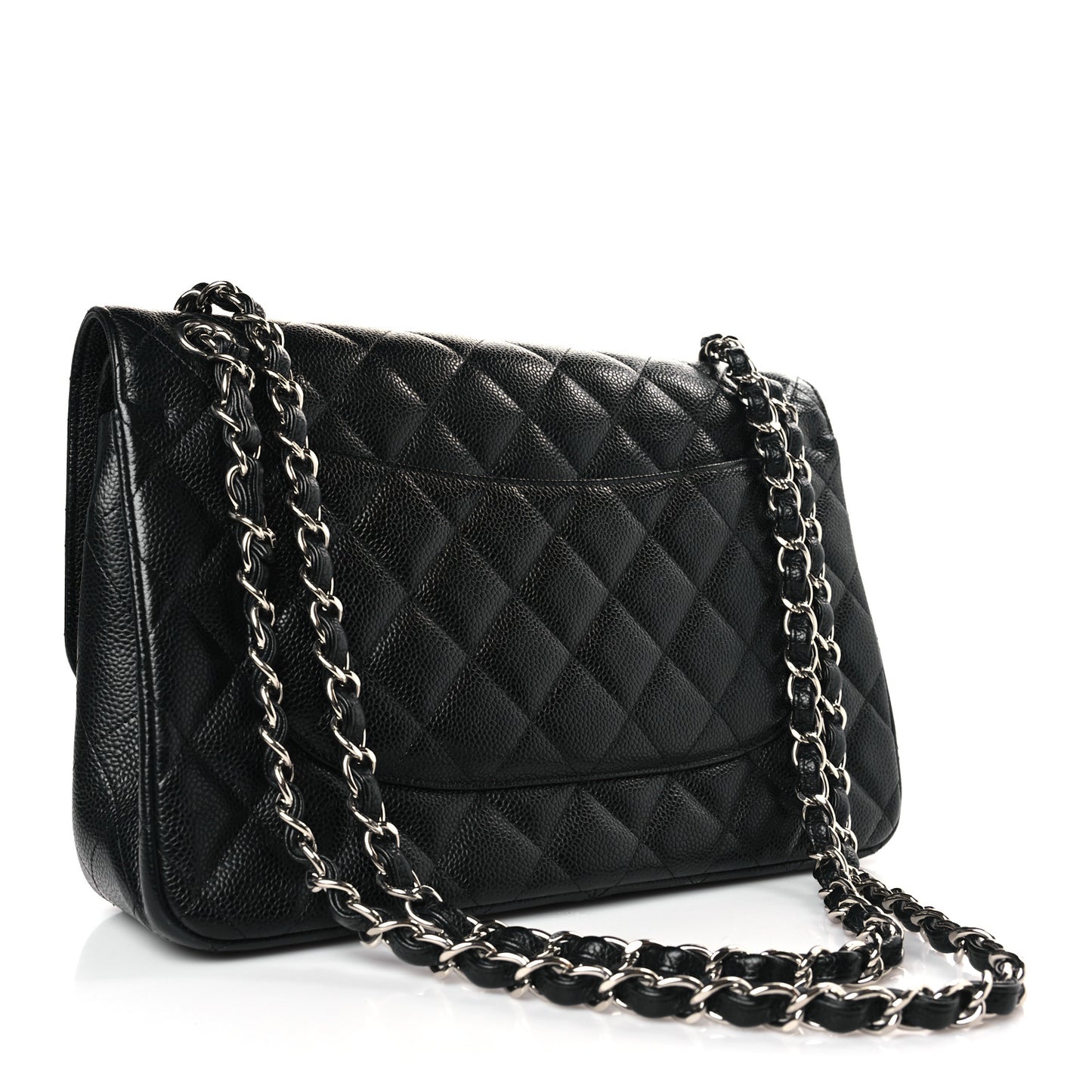Caviar Quilted Jumbo Double Flap Black