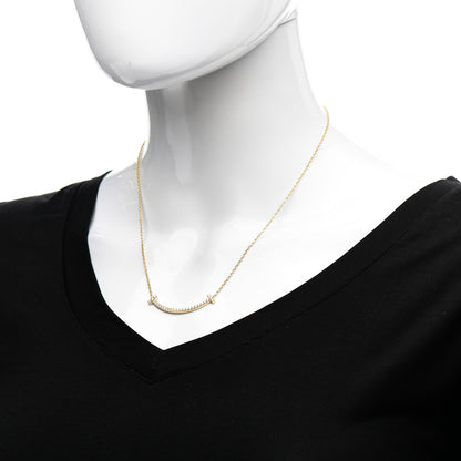 Tiffany 18K Yellow Gold Diamond Medium T Smile Pendant Necklace 2 of 9