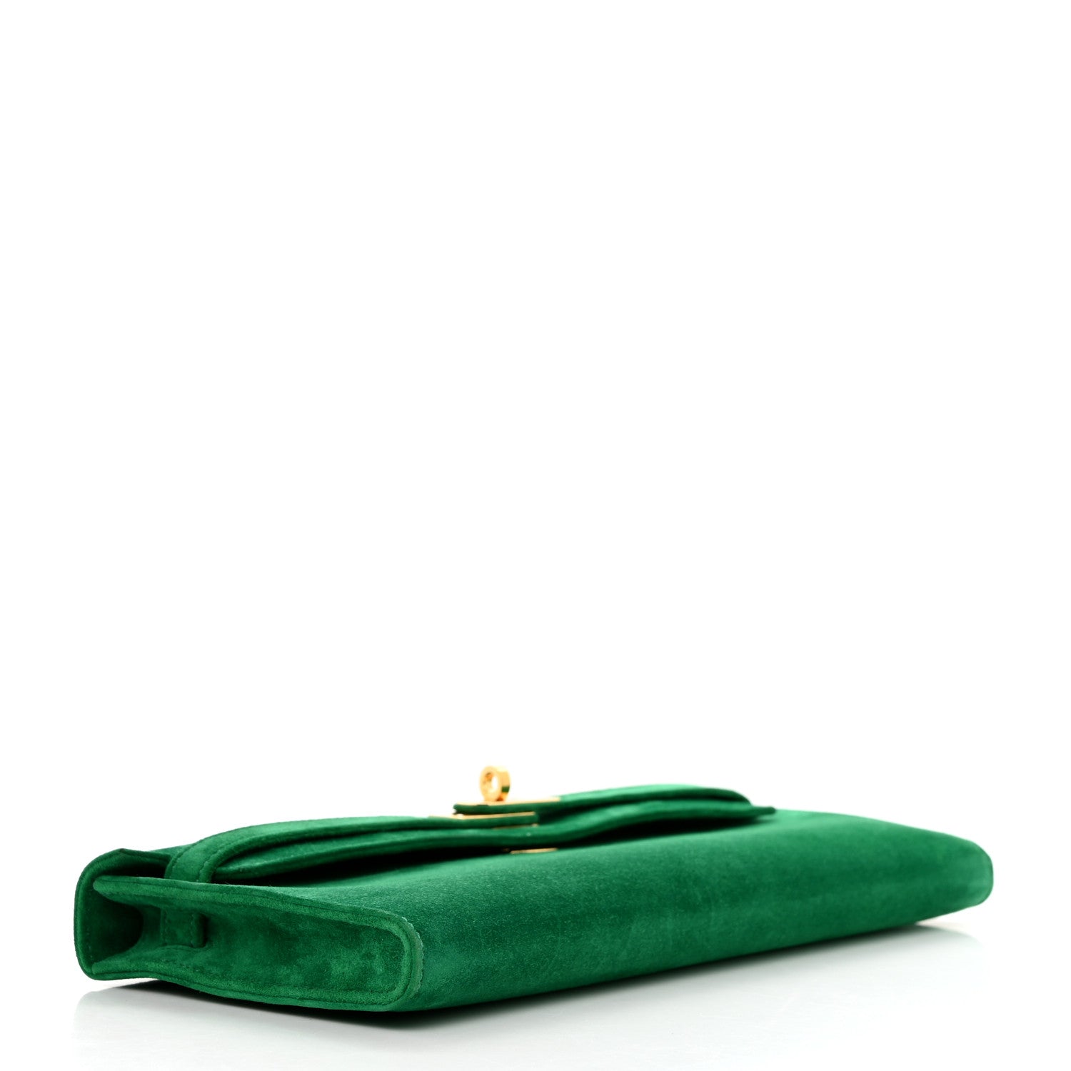Hermes Veau Doblis Suede Kelly Cut Clutch Pochette Cactus 4 of 10