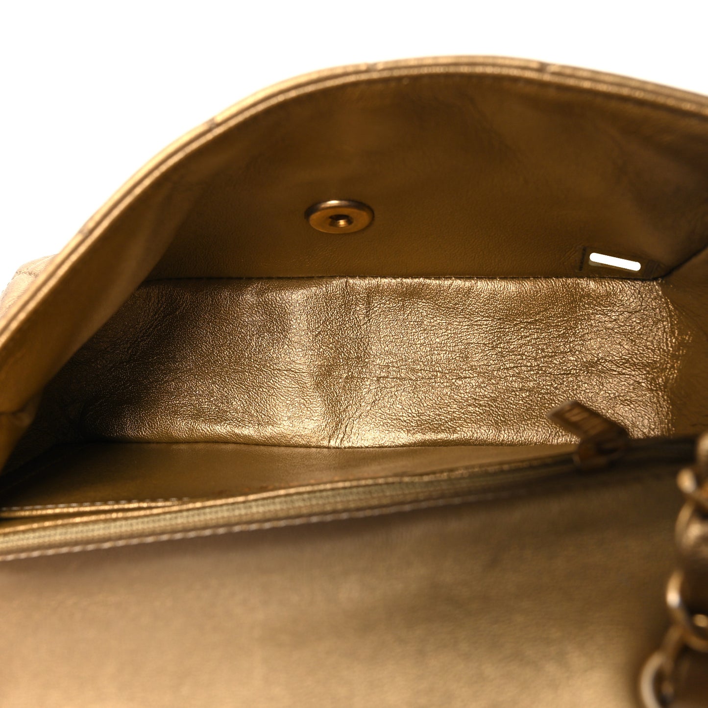 Metallic Lambskin Quilted Egyptian Amulet Mini Rectangular Flap  Gold