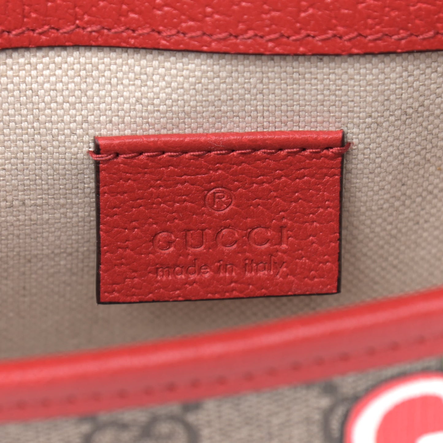 GG Supreme Monogram Apple Interlocking G Belt Bag Beige Multicolor Lobster Red
