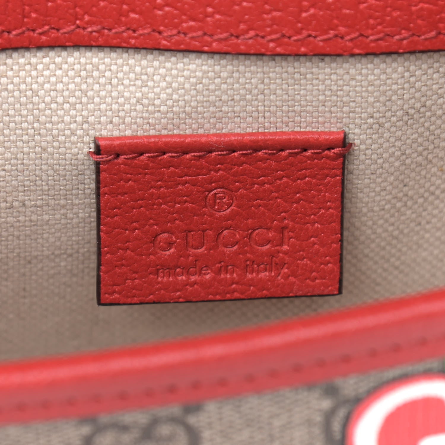 Gucci GG Supreme Monogram Apple Interlocking G Belt Bag Beige Multicolor Lobster Red 6 of 9