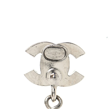 Chanel Crystal Pearl CC Drop Earrings Silver 4 of 4