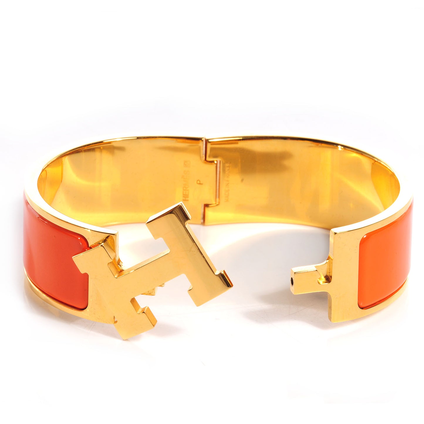 Enamel Wide Clic Clac H Bracelet GM Orange