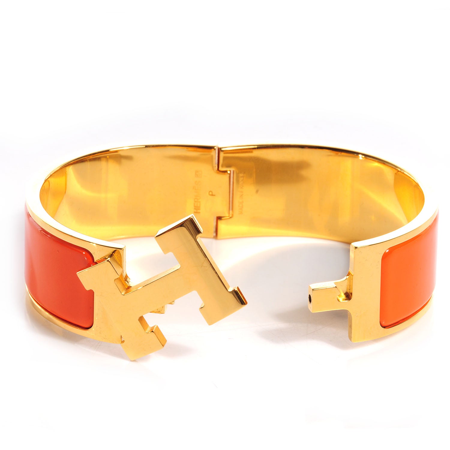 Hermes Enamel Wide Clic Clac H Bracelet GM Orange 4 of 5