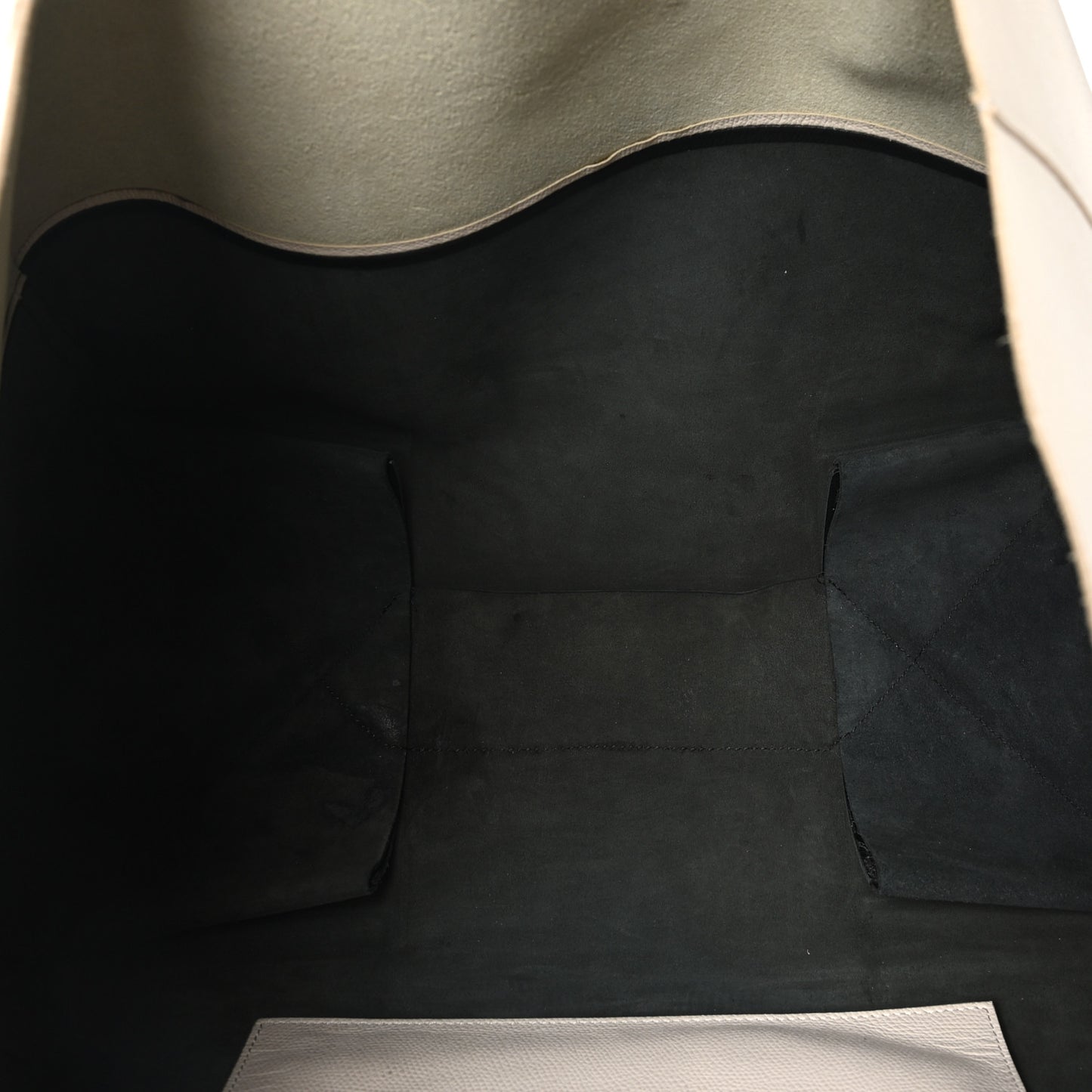 Grained Calfskin Horizontal Bi-Color Cabas White Black
