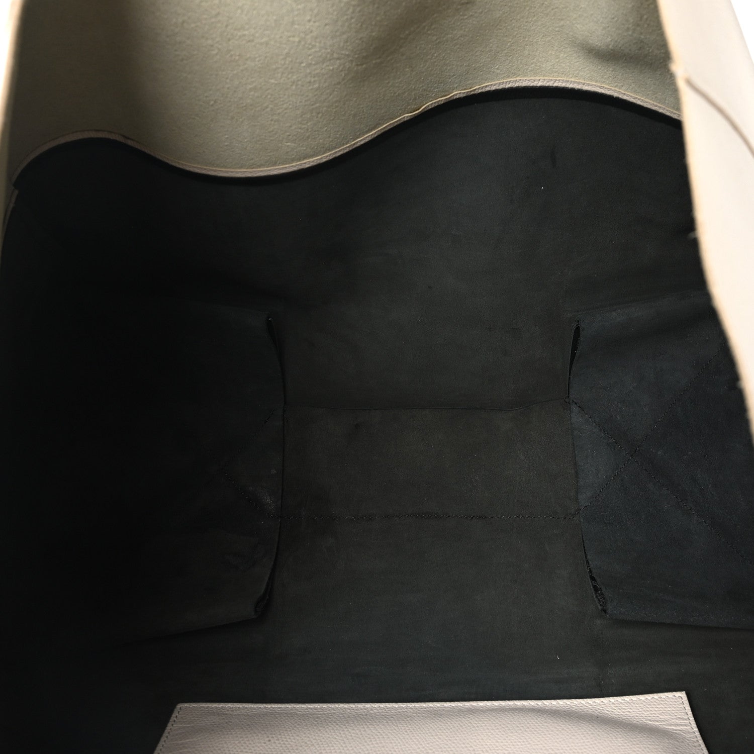 Celine Grained Calfskin Horizontal Bi-Color Cabas White Black 5 of 9