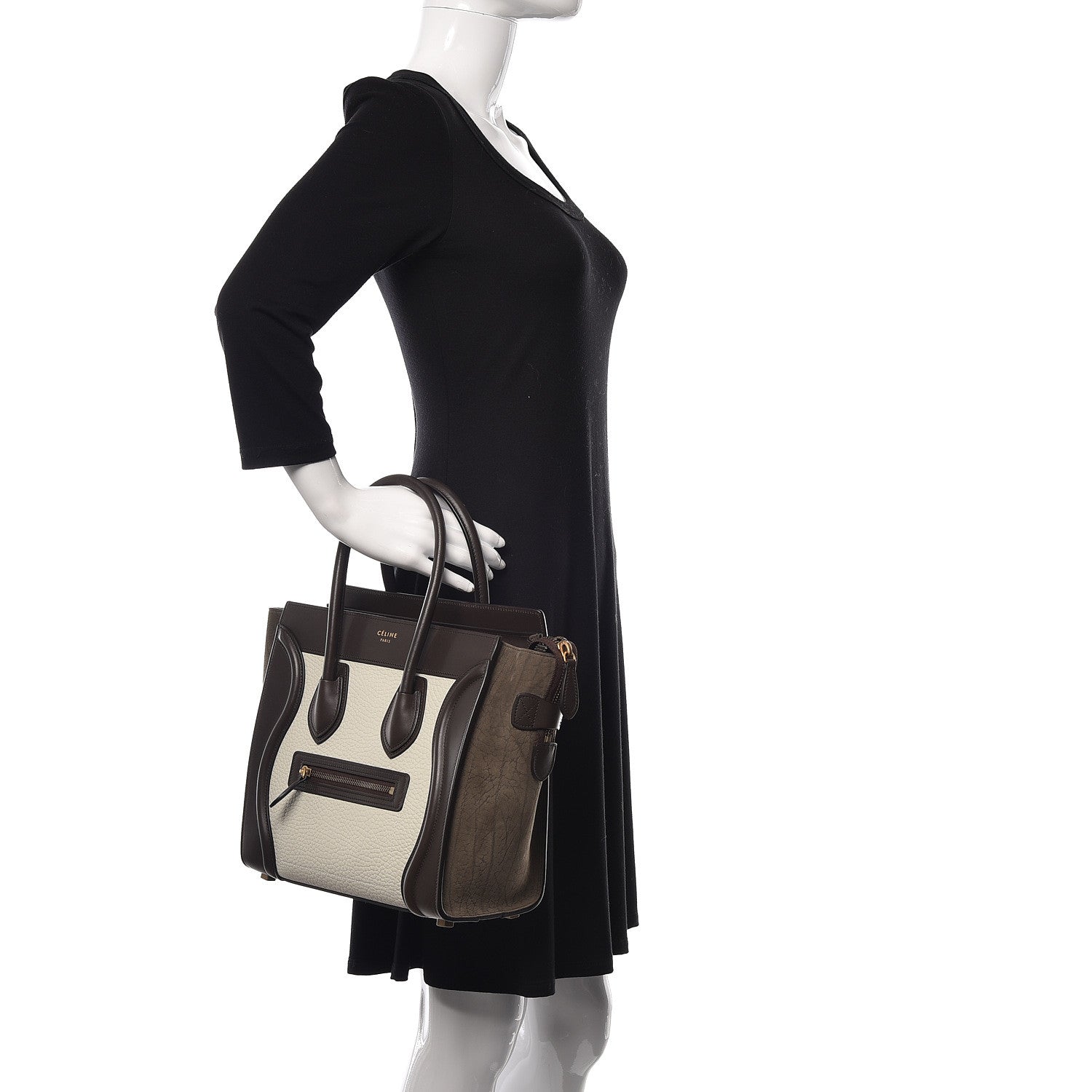 Celine Bullhide Micro Tri-Color Luggage Khaki 2 of 11