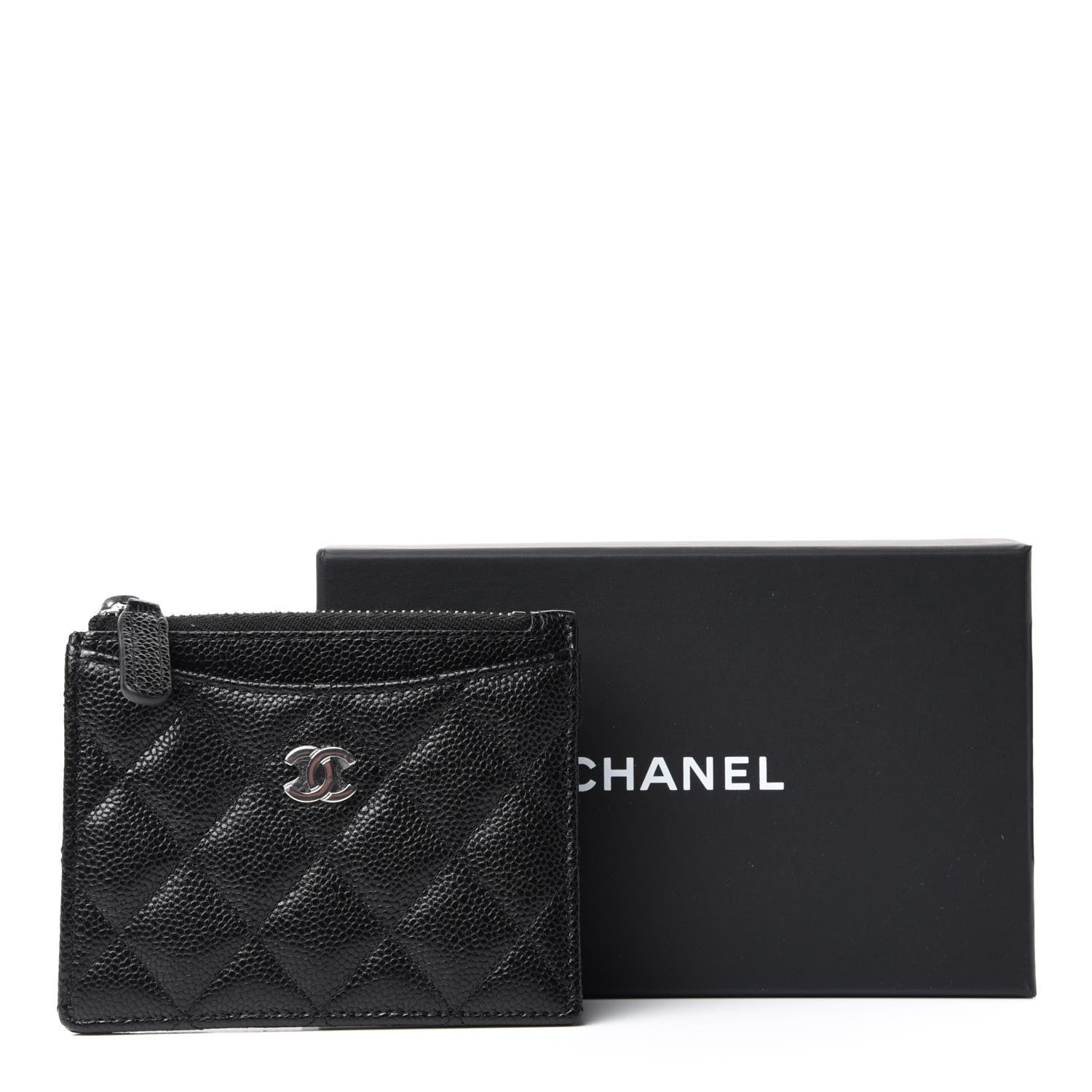 Chanel Caviar Quilted CC Zip Card Holder Black 8 of 8