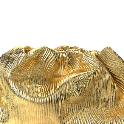 Bottega Veneta Metallic Bark Calfskin Embossed The Pouch Oversized Clutch Oro 9 of 11