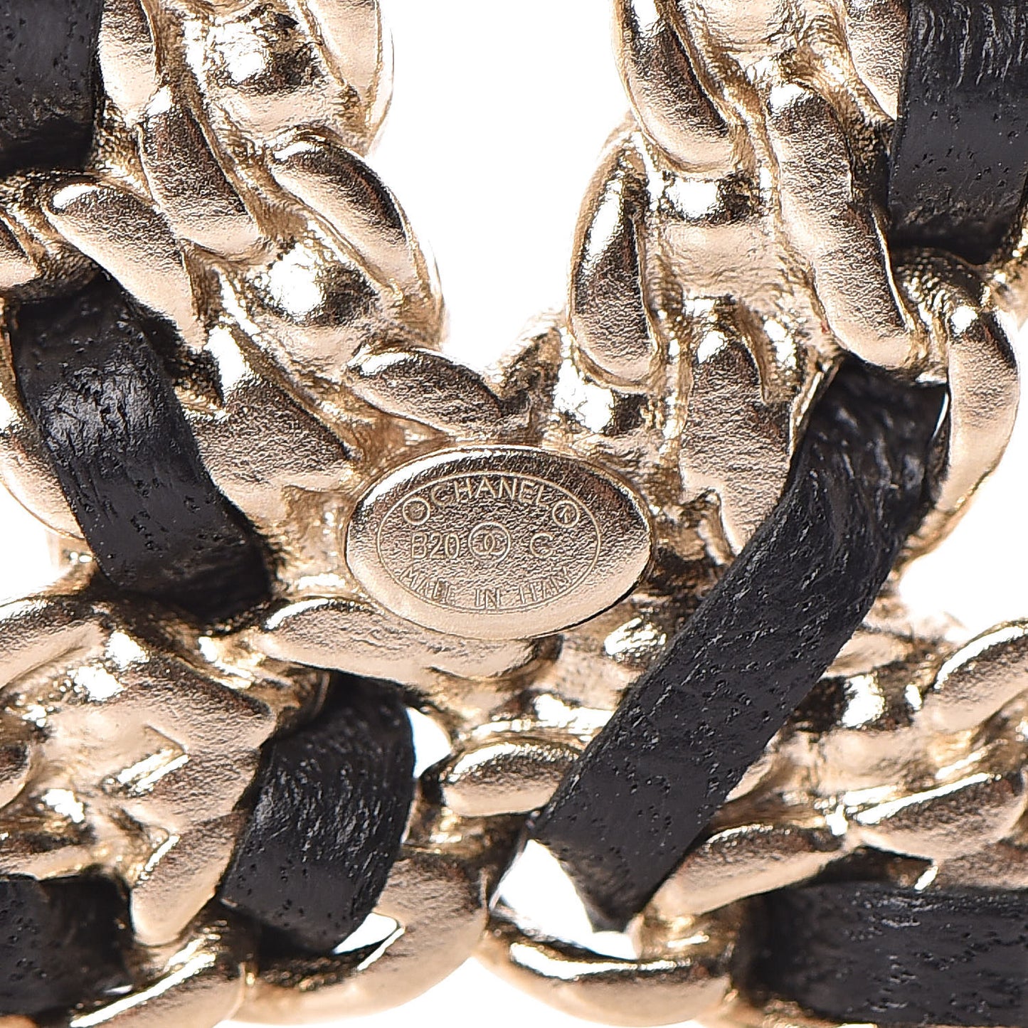 Lambskin Crystal CC Brooch Black Gold