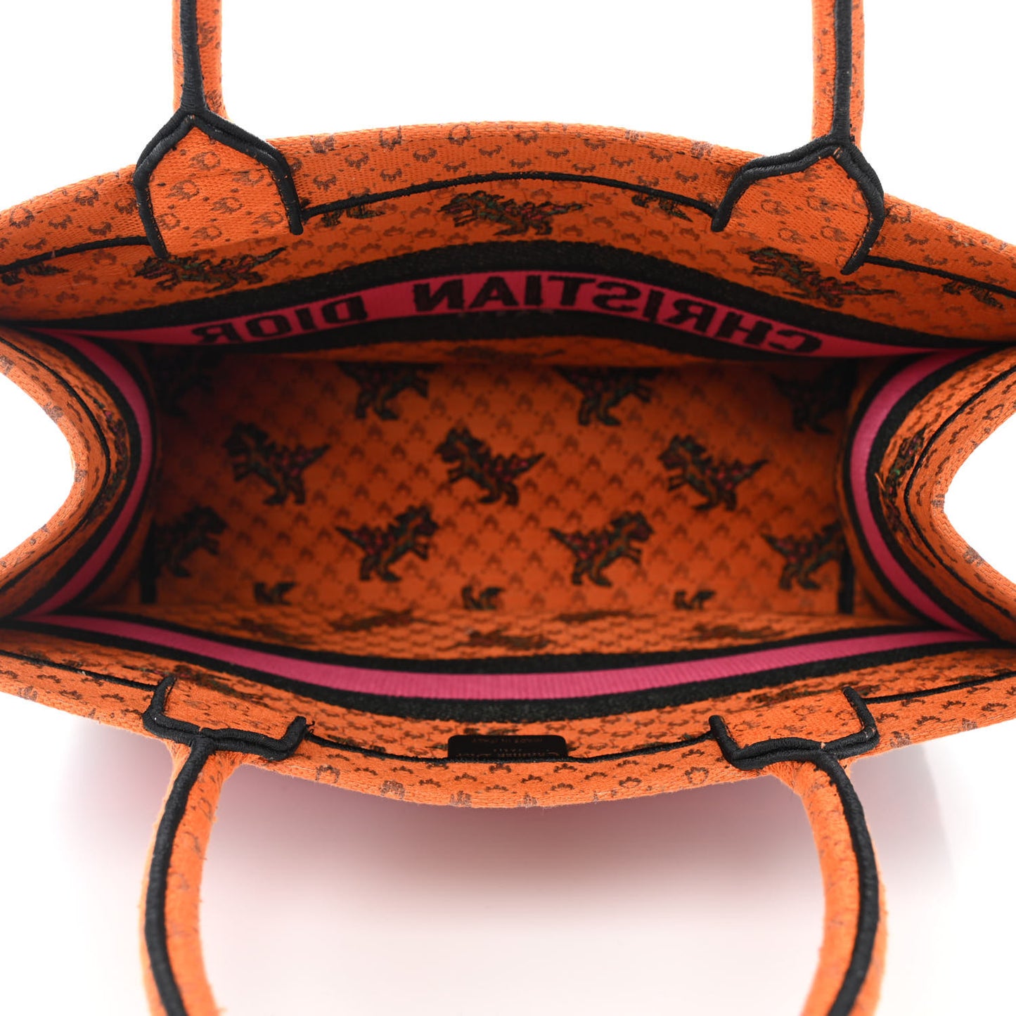 Canvas Embroidered Medium Dino Book Tote Orange Multicolor