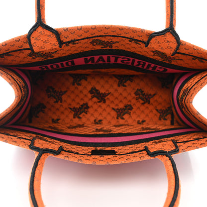 Christian Dior Canvas Embroidered Medium Dino Book Tote Orange Multicolor 4 of 4