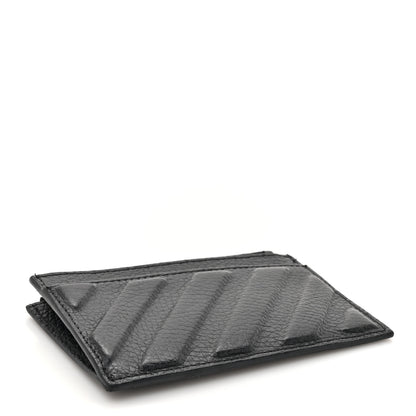 Off-White Calfskin Diag-Stripe Zip Card Holder Black 5 of 9