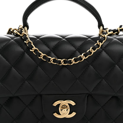 Chanel Lambskin Quilted Mini Top Handle Rectangular Flap Black 8 of 11