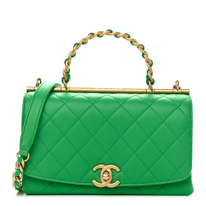Chanel Lambskin Quilted La Parisienne Top Handle Flap Green 1 of 9