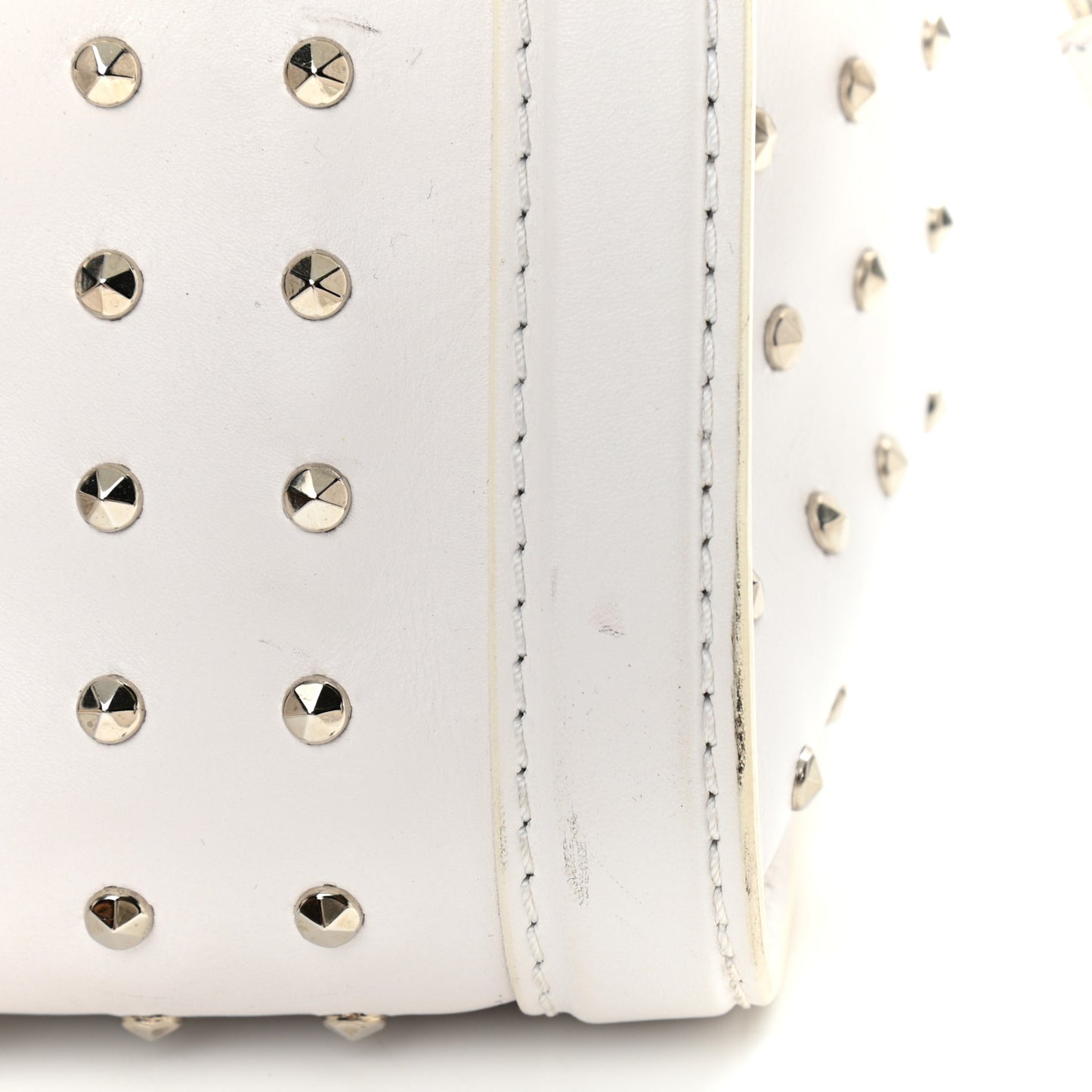 Calfskin Studded Padlock Tote White