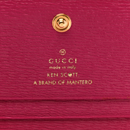 Gucci X KEN SCOTT Textured Calfskin Pomponica Print Horsebit 1955 Card Case Wallet Multicolor Fuxia Pompom 6 of 8