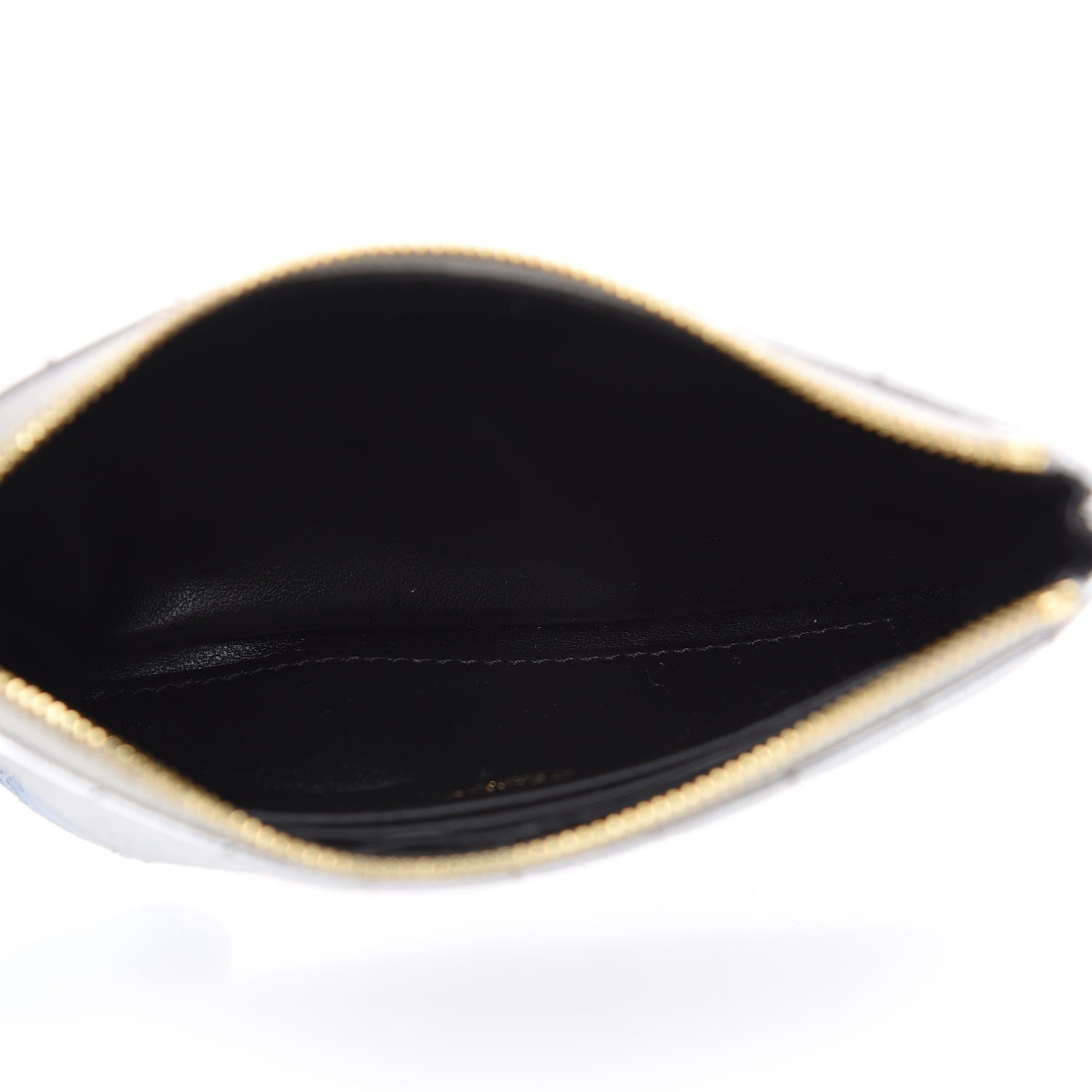Celine Laminated Calfskin Quilted C Charm Coin Card Pouch Silver 4 of 7