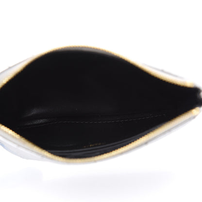 Celine Laminated Calfskin Quilted C Charm Coin Card Pouch Silver 4 of 7