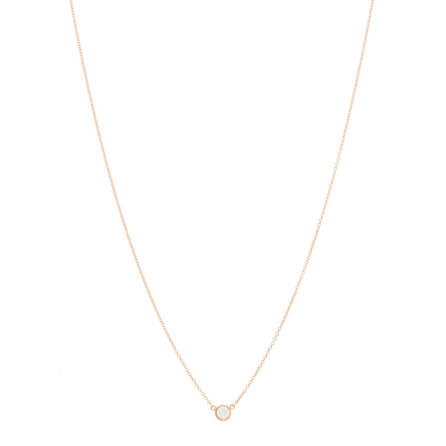 18K Rose Gold Diamond .21ct Elsa Peretti Diamonds by the Yard Pendant Necklace