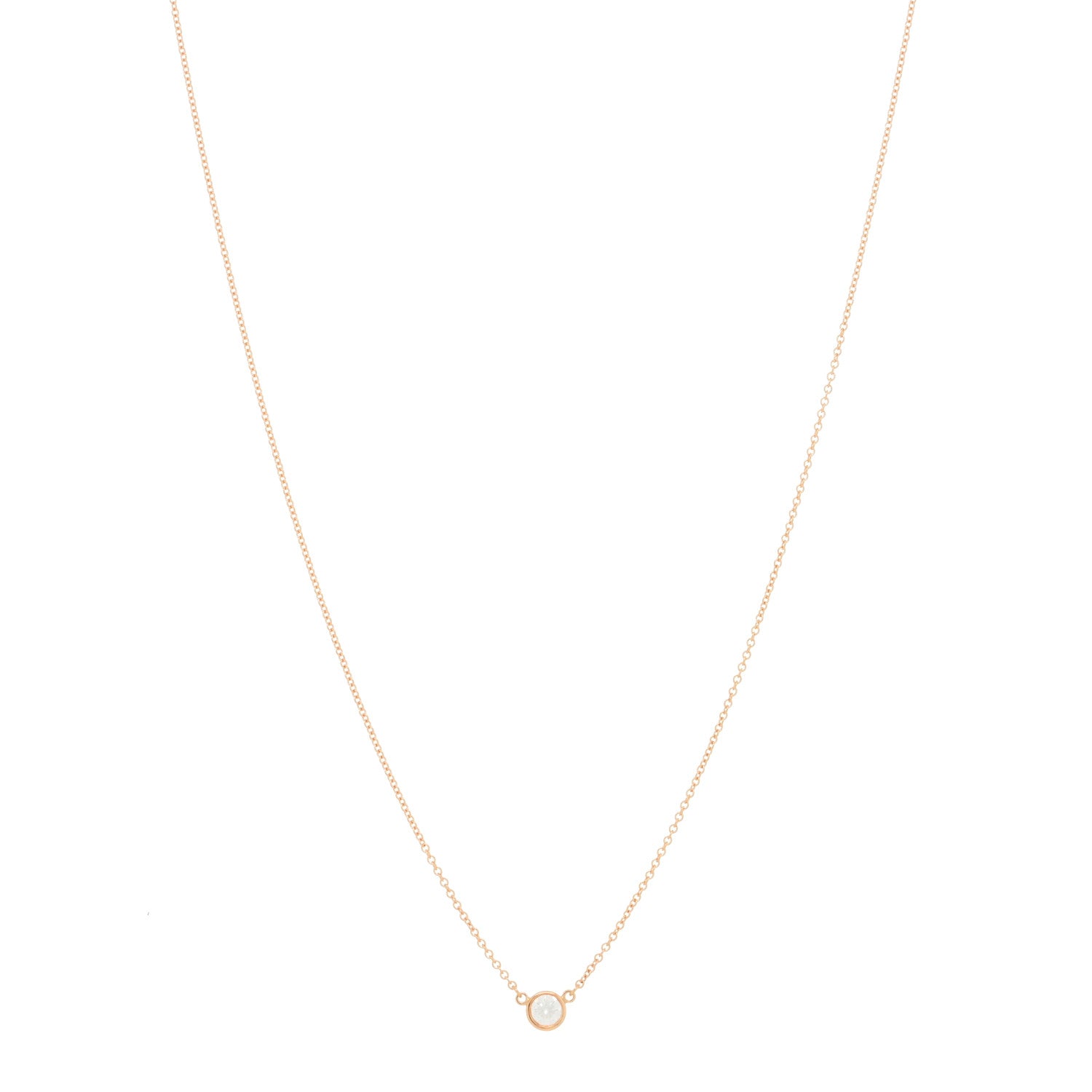 Tiffany 18K Rose Gold Diamond .21ct Elsa Peretti Diamonds by the Yard Pendant Necklace 1 of 3